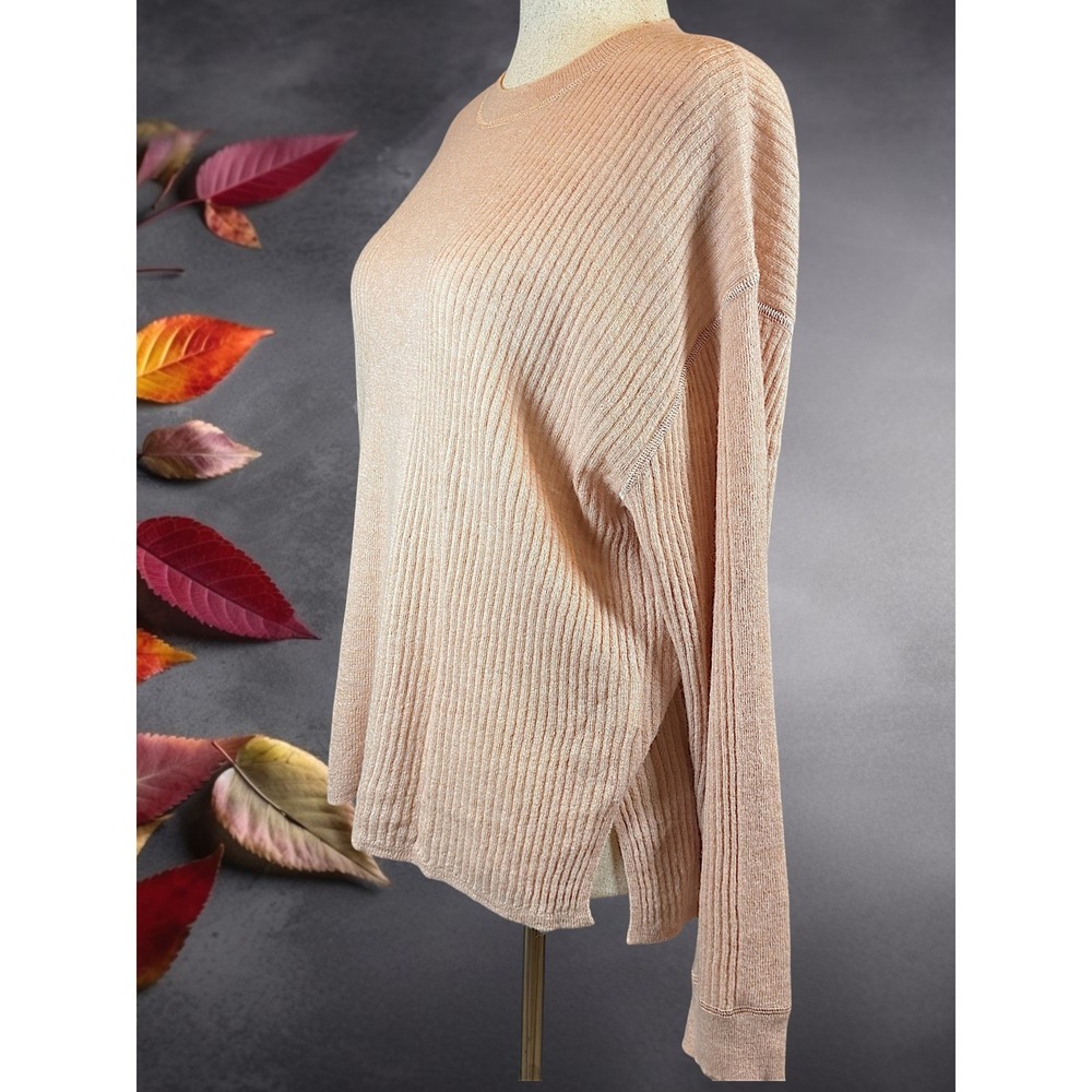 Madewell 62% Alpaca Oversized Ribbed Crewneck Tunic Sweater L Pale Blush